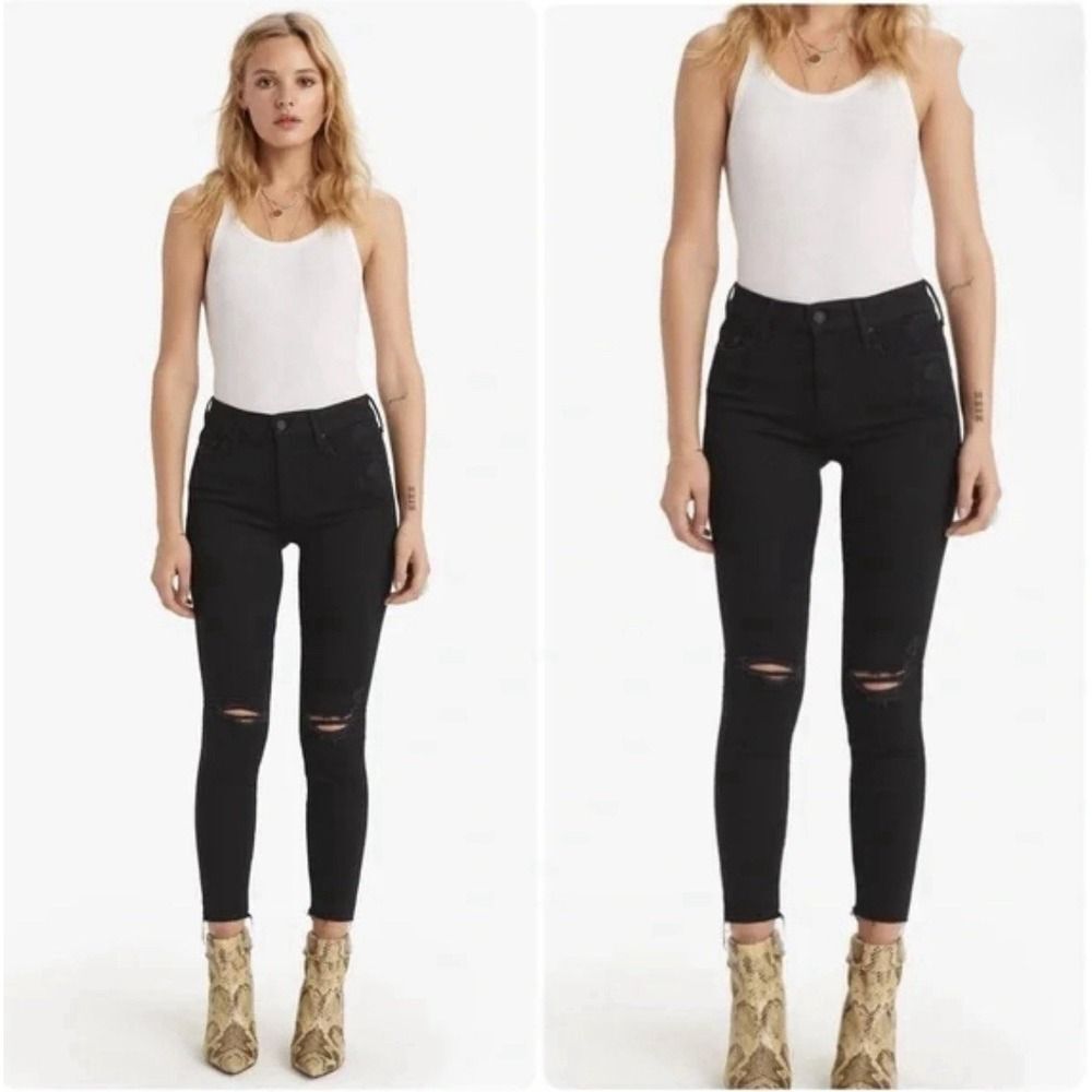 Mother Looker Ankle Fray Guilty As Sin. Black Jeans. Sz 27